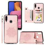 For Xiaomi Redmi Note 7 Mandala Embossed PU + TPU Case with Holder & Card Slots & Photo Frame & Strap(Rose Gold)