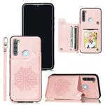 For Xiaomi Redmi Note 8 Mandala Embossed PU + TPU Case with Holder & Card Slots & Photo Frame & Strap(Rose Gold)