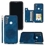 For Xiaomi Redmi Note 8T Mandala Embossed PU + TPU Case with Holder & Card Slots & Photo Frame & Strap(Blue)