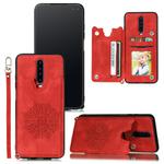 For Xiaomi Redmi K30 Mandala Embossed PU + TPU Case with Holder & Card Slots & Photo Frame & Strap(Red)
