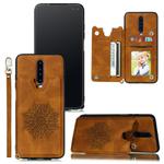For Xiaomi Redmi K30 Mandala Embossed PU + TPU Case with Holder & Card Slots & Photo Frame & Strap(Brown)