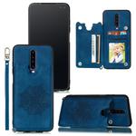 For Xiaomi Redmi K30 Mandala Embossed PU + TPU Case with Holder & Card Slots & Photo Frame & Strap(Blue)