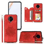 For Xiaomi Redmi K30 Pro Mandala Embossed PU + TPU Case with Holder & Card Slots & Photo Frame & Strap(Red)