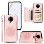 For Xiaomi Redmi K30 Pro Mandala Embossed PU + TPU Case with Holder & Card Slots & Photo Frame & Strap(Rose Gold)