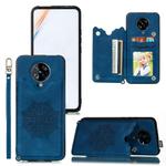 For Xiaomi Redmi K30 Pro Mandala Embossed PU + TPU Case with Holder & Card Slots & Photo Frame & Strap(Blue)