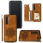 For Xiaomi Mi Note 10 Lite Mandala Embossed PU + TPU Case with Holder & Card Slots & Photo Frame & Strap(Brown)