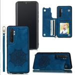 For Xiaomi Mi Note 10 Lite Mandala Embossed PU + TPU Case with Holder & Card Slots & Photo Frame & Strap(Blue)