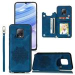 For Xiaomi Redmi 10X Pro 5G Mandala Embossed PU + TPU Case with Holder & Card Slots & Photo Frame & Strap(Blue)