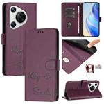 For Huawei Pura 70 Smile Embossing RFID Leather Phone Case(Violet)