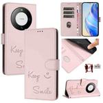 For Huawei Mate 60 Smile Embossing RFID Leather Phone Case(Pink)