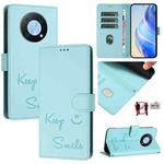 For Huawei nova Y90 Smile Embossing RFID Leather Phone Case(Mint Green)