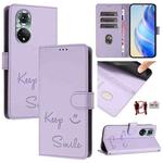 For Huawei nova 9 Smile Embossing RFID Leather Phone Case(Light Purple)