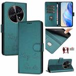 For Huawei nova 12i 4G Global Smile Embossing RFID Leather Phone Case(Peacock Green)