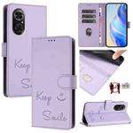 For Huawei nova 9 SE Smile Embossing RFID Leather Phone Case(Light Purple)