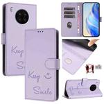 For Huawei nova 8i Smile Embossing RFID Leather Phone Case(Light Purple)