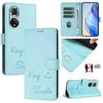 For Huawei nova 9 Pro Smile Embossing RFID Leather Phone Case(Mint Green)