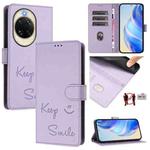 For Huawei nova 14 Pro 5G Smile Embossing RFID Leather Phone Case(Light Purple)