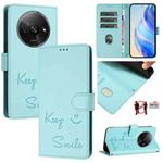 For Xiaomi Poco C61 Smile Embossing RFID Leather Phone Case(Mint Green)