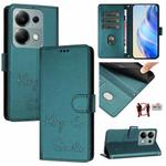 For Xiaomi Poco M6 Pro 4G Smile Embossing RFID Leather Phone Case(Peacock Green)