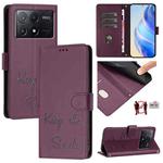 For Xiaomi Poco X6 Pro / Redmi K70E Smile Embossing RFID Leather Phone Case(Violet)