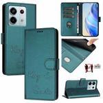 For Xiaomi Poco X6 Smile Embossing RFID Leather Phone Case(Peacock Green)