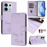 For Xiaomi Poco X6 Smile Embossing RFID Leather Phone Case(Light Purple)