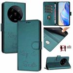 For Xiaomi 14 Ultra Smile Embossing RFID Leather Phone Case(Peacock Green)