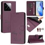 For Xiaomi 14 Smile Embossing RFID Leather Phone Case(Violet)