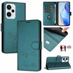 For Xiaomi Poco F5 Smile Embossing RFID Leather Phone Case(Peacock Green)