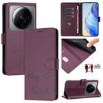 For Xiaomi 12S Ultra Smile Embossing RFID Leather Phone Case(Violet)