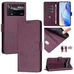 For Xiaomi Poco X4 Pro 5G Smile Embossing RFID Leather Phone Case(Violet)