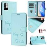 For Xiaomi Poco M3 Pro Smile Embossing RFID Leather Phone Case(Mint Green)