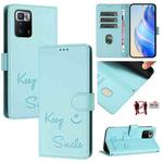 For Xiaomi Poco X3 GT Smile Embossing RFID Leather Phone Case(Mint Green)