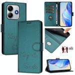 For Xiaomi Poco M7 Pro 5G Smile Embossing RFID Leather Phone Case(Peacock Green)