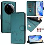 For Xiaomi 15 Ultra Smile Embossing RFID Leather Phone Case(Peacock Green)