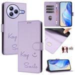 For Xiaomi Civi 5 Pro 5G Smile Embossing RFID Leather Phone Case(Light Purple)