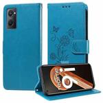 For Realme 9i / A36 4G / A76 4G Global Embossed Butterfly Flowers Leather Phone Case(Blue)