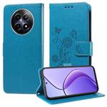 For Realme 12 5G / 12x 5G / C65 5G Global Embossed Butterfly Flowers Leather Phone Case(Blue)