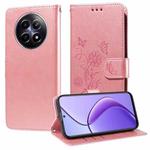 For Realme 12 5G / 12x 5G / C65 5G Global Embossed Butterfly Flowers Leather Phone Case(Rose Gold)