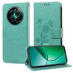 For Realme 12+ / Narzo 70 / Narzo 70 Pro India Embossed Butterfly Flowers Leather Phone Case(Green)