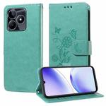 For Realme C51 / C53 / Narzo N53 / Note 50 Embossed Butterfly Flowers Leather Phone Case(Green)