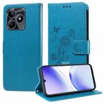 For Realme C51 / C53 / Narzo N53 / Note 50 Embossed Butterfly Flowers Leather Phone Case(Blue)