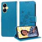 For Realme C55 Embossed Butterfly Flowers Leather Phone Case(Blue)