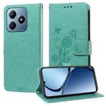 For Realme C61 / C63 / Note 60 Embossed Butterfly Flowers Leather Phone Case(Green)