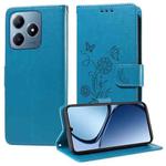 For Realme C61 / C63 / Note 60 Embossed Butterfly Flowers Leather Phone Case(Blue)