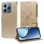 For Realme C61 / C63 / Note 60 Embossed Butterfly Flowers Leather Phone Case(Gold)