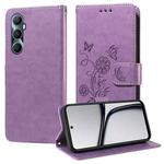 For Realme C65 4G Global Embossed Butterfly Flowers Leather Phone Case(Purple)