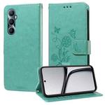 For Realme C65 4G Global Embossed Butterfly Flowers Leather Phone Case(Green)