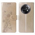 For Realme 13+ Embossed Butterfly Flowers Leather Phone Case(Gold)
