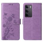 For Realme C75 / Realme 14x Embossed Butterfly Flowers Leather Phone Case(Purple)